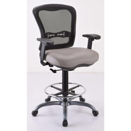 Officesource Armless, Mesh Back Task Stool with Black Upholstered Seat, Footring and Titanium Steel Base 7851NSAAS